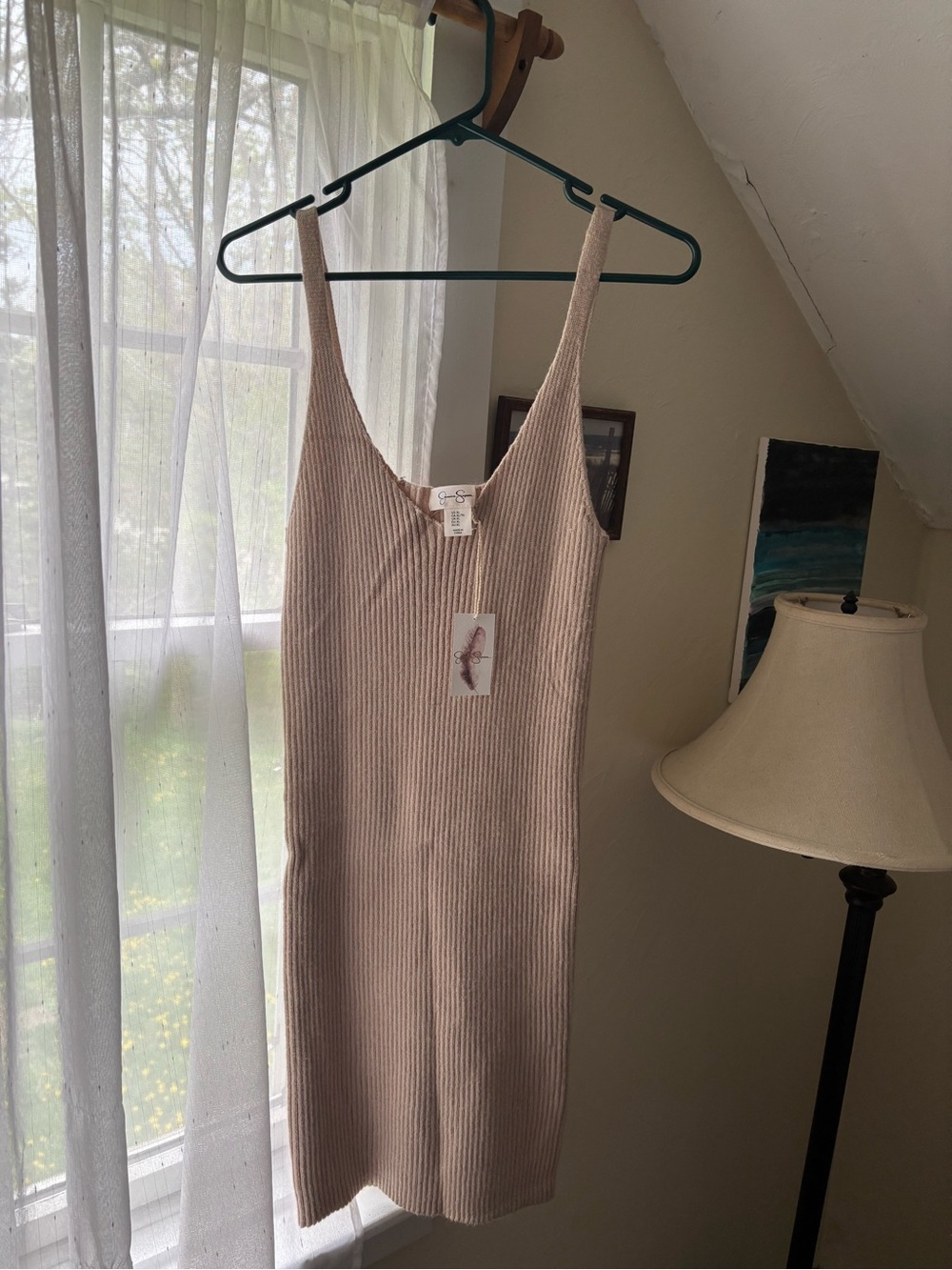 Jessica Simpson Ribbed Slip Dress in Taupe